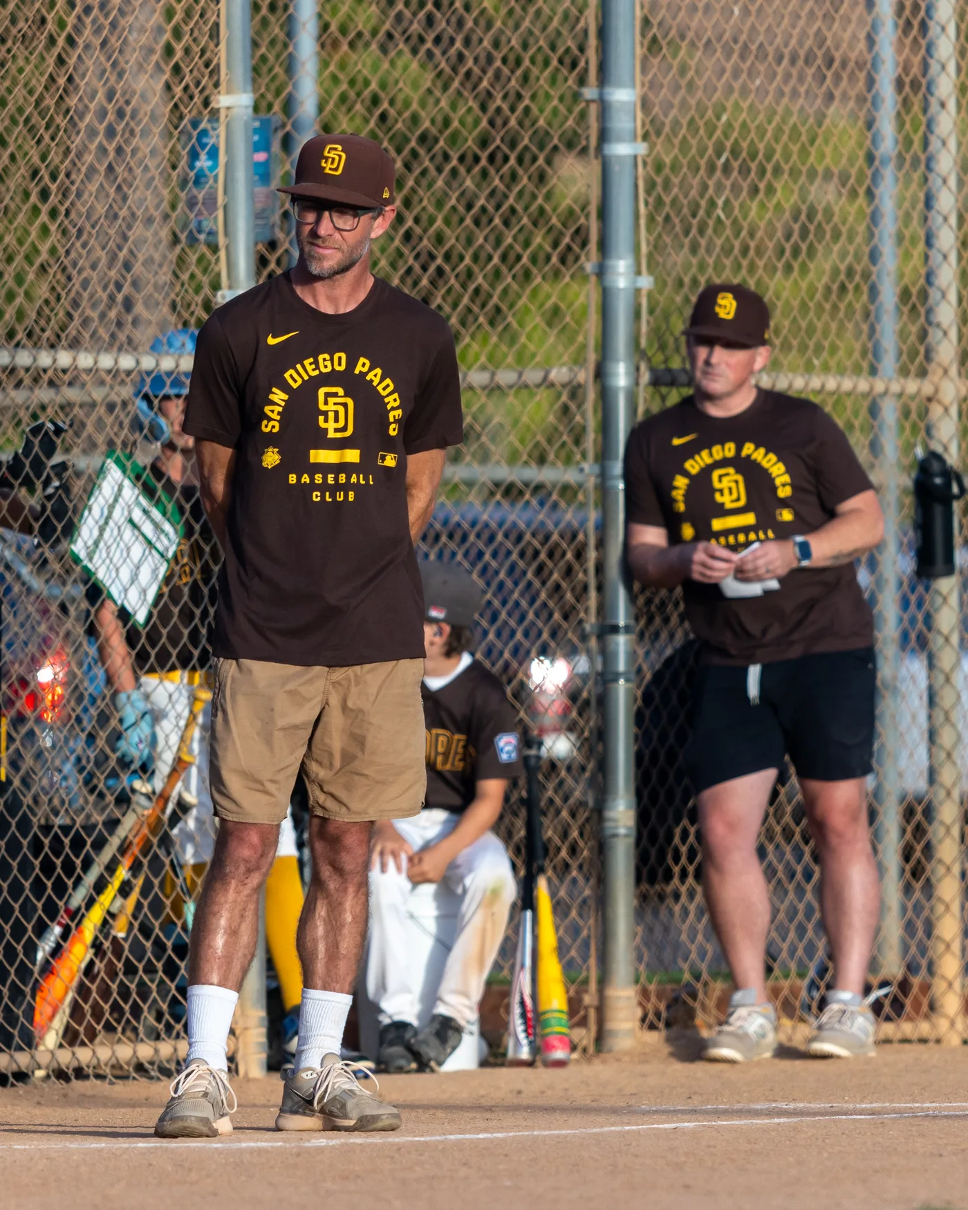 Coach Jones with Padres players